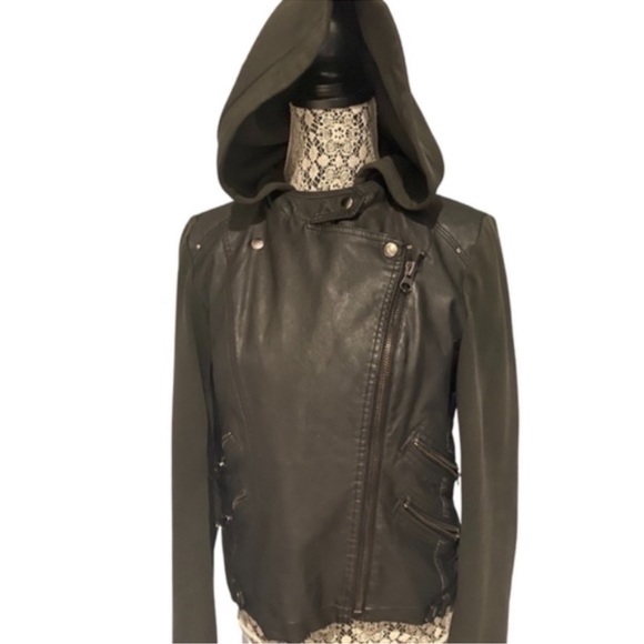 SILENCE AND NOISE Women's Vegan Leather Moto Jacket￨Size Large - Picture 13 of 16